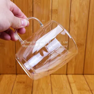 2018 China Wholesale Cheap Double Wall Glass Cup With Handle Ins Popularity Cup For Coffee Milk Juice Mug thumbnail-4
