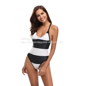 Black White Stripe Printing Summer Ladies One Piece Swimwear Women Bikini thumbnail-2