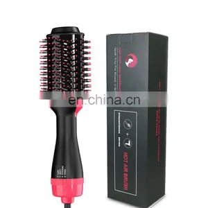 2021 Professional Hair Salon Flat Iron Hot Air Pick Electric Comb One Step Hair Dryer Straightening Curling Straightener thumbnail-1