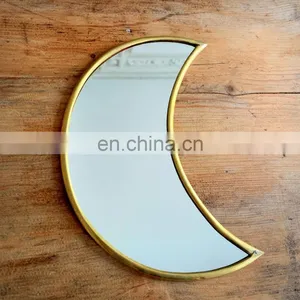 Home Decoration Metal Frame Glass Half Moon Mirror Wall Hanging thumbnail-1