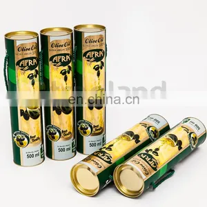 Cylinder Paper Cardboard Box Olive Oil Packaging With Handle thumbnail-1