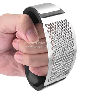 Garlic Press Grater Stainless Steel Mincer and Crusher With Silicone Roller Peeler Easy to Clean thumbnail-5