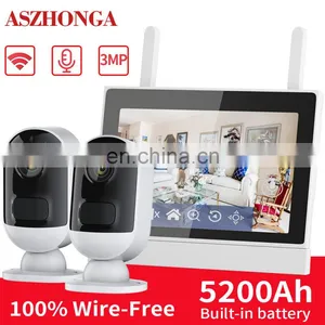 2/4CH Mini Smart Wireless Ip Network Security Home Surveillance CCTV Battery Camera System 3MP WiFi 7 Inch LCD Monitor Nvr Kit thumbnail-2