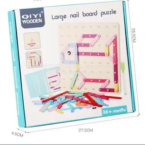 SQ New Design Geometric Wood Puzzle Alphabet and Number Diy Children's Board Game Fun Wooden Assembly Puzzle thumbnail-2