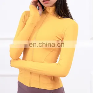 Top Sell Zipper Sports Jackets With Thumb Hole Quick Dry Long Sleeve Slim Fit Sports Tops Women Workout Running Yoga Jacket thumbnail-4