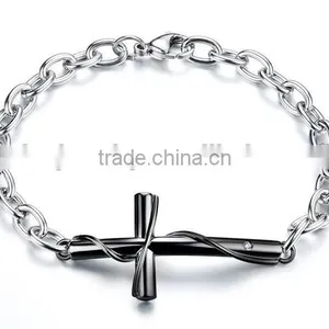 Stainless Steel Bracelets Cross Couple Bracelet Titanium Steel Rose Gold Plating Valentine's Day Gift thumbnail-4