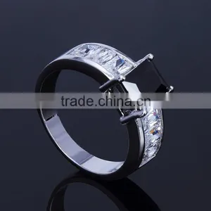 Hot Classic Rectangle One Stone Wedding Ring Black Color Cc Fine Jewelry Ring thumbnail-5