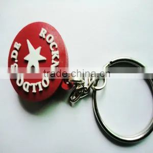 Round Rubber Keychain, Promotional 3D Embossed PVC Key Ring Cheap thumbnail-1