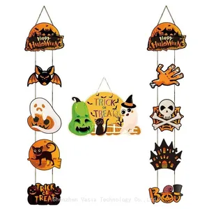 Factory-Supplied Paper Halloween Door Decor - Skeleton & Pumpkin Designs, Party Hanging Supplies thumbnail-2
