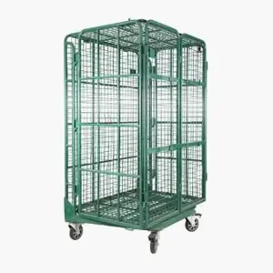 Powder Coated European Supermarket Steel Roll Container Roll Trolley for Warehouse thumbnail-1