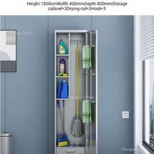 Ventilated Janitor Storage Cabinet With Security Lock and Tool Hangers – for Malls and Shopping Centers thumbnail-2