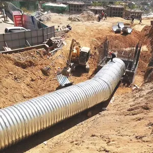 Large Size 1000mm 1200mm Hot Dip Zinc Corrugated Metal Culvert Pipe Q235 Galvanized Corrugated Steel Pipe thumbnail-2
