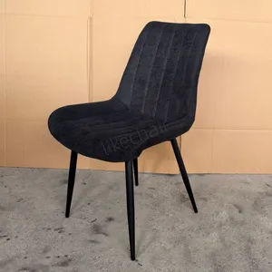 Premium Velvet Fabric Dining Chair With Durable Metal Legs Modern Design for Home & Hotel Use thumbnail-5