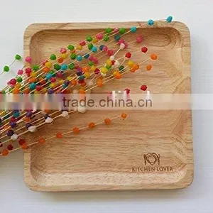 8-Inch Square Wooden Disk Serving Tray thumbnail-1