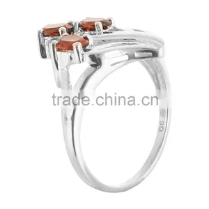 Genuine Three Oval Garnet Ring Earring Set thumbnail-3
