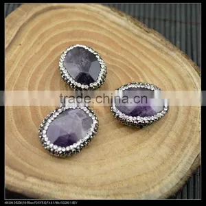 Wholesale LFD-0033B Druzy Amethyst Agate Pave Rhinestone Crystal Connector Beads Jewelry Finding thumbnail-2