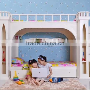 European Princess Bedroom Furniture White Castle Bed for Kids thumbnail-1