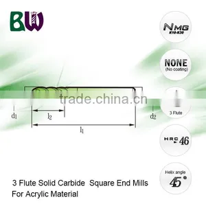 Tungsten Carbide 3 Flute Acrylic Endmill For Cutting Acrylic thumbnail-2