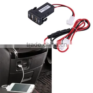 High Quality 12/24V Dual USB Ports Dashboard Mount Car Charger Adapter 5V 2.1A+1A For TOYOTA thumbnail-1