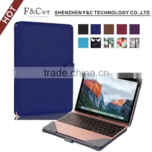Shenzhen Handmade Deluxe PU Leather Material Folio Cover for Macbook Stand Case 11" 12" 13" 15" Compatible thumbnail-6