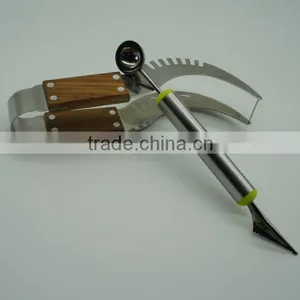 Watermelon Slicer Tongs and Double Melon Baller &carver - Top Rated Premium Stainless Steel Watermelon Corer, Cutter, Knife thumbnail-4