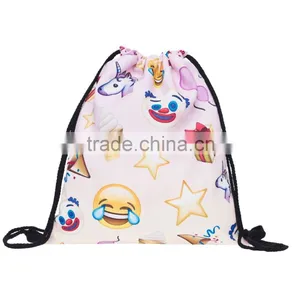 High Quality 3D Printed Wholesale Emoji Gift Drawstring Bag thumbnail-1