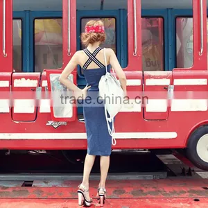 2015 Fashion Hot Young Girl Sexy Slim Women Girls Denim Prom Strap Dress Fashion Sexy Summer Dress thumbnail-4