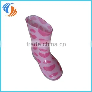 New PVC Pink Heart Printing Kids Rain Boots Light Outsole thumbnail-2