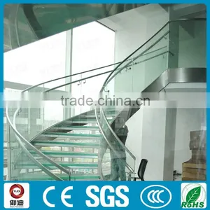 Prefabricated 304SUS Steel Glass Curved Stairs thumbnail-2