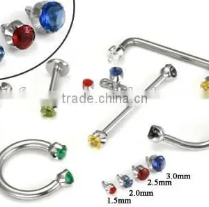 Steel Prong Set Gem14G Internally Threaded thumbnail-1