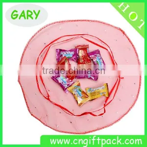 Custom Red Organza Round Bag/Round Organza Wraps thumbnail-3