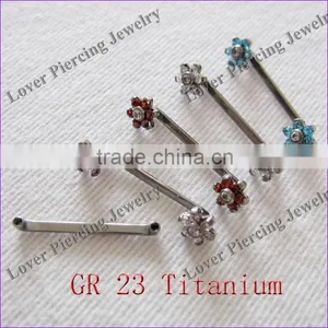 With Flower Design Surface Bar Gr23 Titanium Dermal Anchor Piercing Jewelry [DA-680A] thumbnail-1