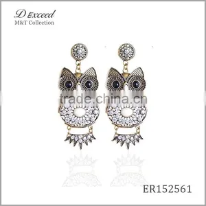 Wholesale Jewelry New Designs Women's Vintage Bohemian Earrings Owl Gold/Silver Plating Drop Earrings thumbnail-3