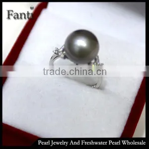 Black Pearl Price Round Sea Pearl Price Wholesale Pearl Ring Real 925 Silver Ring thumbnail-1