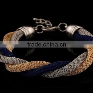 Gold Bangle Stainless Steel Twisted Cable Womens Bracelet Cuff Open End thumbnail-2
