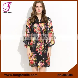 FUNG 3002 New Women Floral Satin Brides Robe thumbnail-5