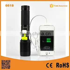 6618 High Power XML T6 Usb Led Flashlight Power Bank thumbnail-1
