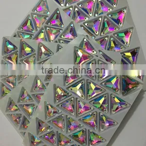 Stock Selling Fancy High Quality Triangle Shape Crystal AB Color Sew on Crystal Beads For Garment thumbnail-2