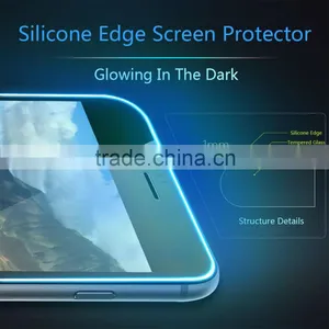 Silicone Edge Design For Iphone 6 Tempered Glass Screen Protector Glow In The Dark thumbnail-1
