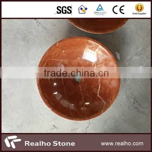 Natural Red Marble Stone Bowl Sink Bathroom thumbnail-1