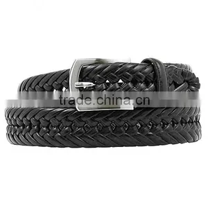 100% Genuine Leather Women's Black Brown Braided Leather Belt thumbnail-1