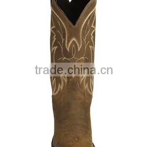 Brown Full Grain Distressed Leather Western Cowboy Boots Wholesale thumbnail-5