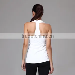 Wholesale Plain White Top Women Workout Fitness Clothing Yoga Tops thumbnail-2