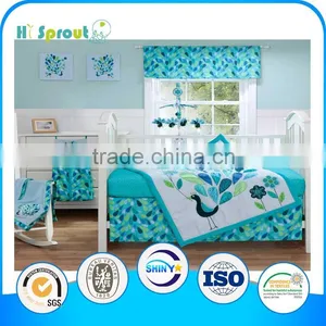 Elegent Peacock Design 100% Cotton Crib Bedding for Children thumbnail-1