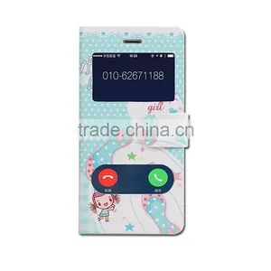 Double Window Flower PU Leather Flip Case for Iphone 6,mobile Phone Case thumbnail-5