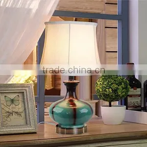 Metal Base In Satin Nickel Ceramic Body With Fabric Lampshade Modern Desk Lamp Bedroom Living Room Dining Room Table Lamp thumbnail-3