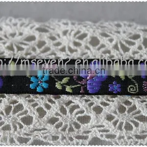 4.5cm Width Embroidery Flower Jacquard Ribbon, Embroidered Woven Fringed Jacquard Ribbon thumbnail-5