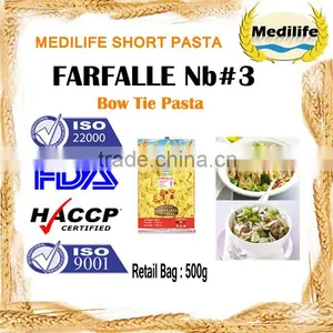 2015 Hot Sell Short Pasta, Farfalle Nb#3 Bag 500 g, Bow Tie Pasta, Dry And Fresh Bow Tie Pasta With FDA. thumbnail-1
