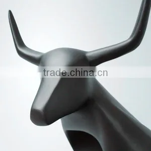 Resin Matt Black Interior Decorative Bull Statue thumbnail-6
