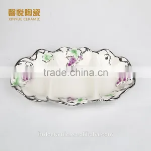 2016 Ceramic Grids Plate Golden ,ceramic Plate,cheapest Wholesale Dishes thumbnail-3